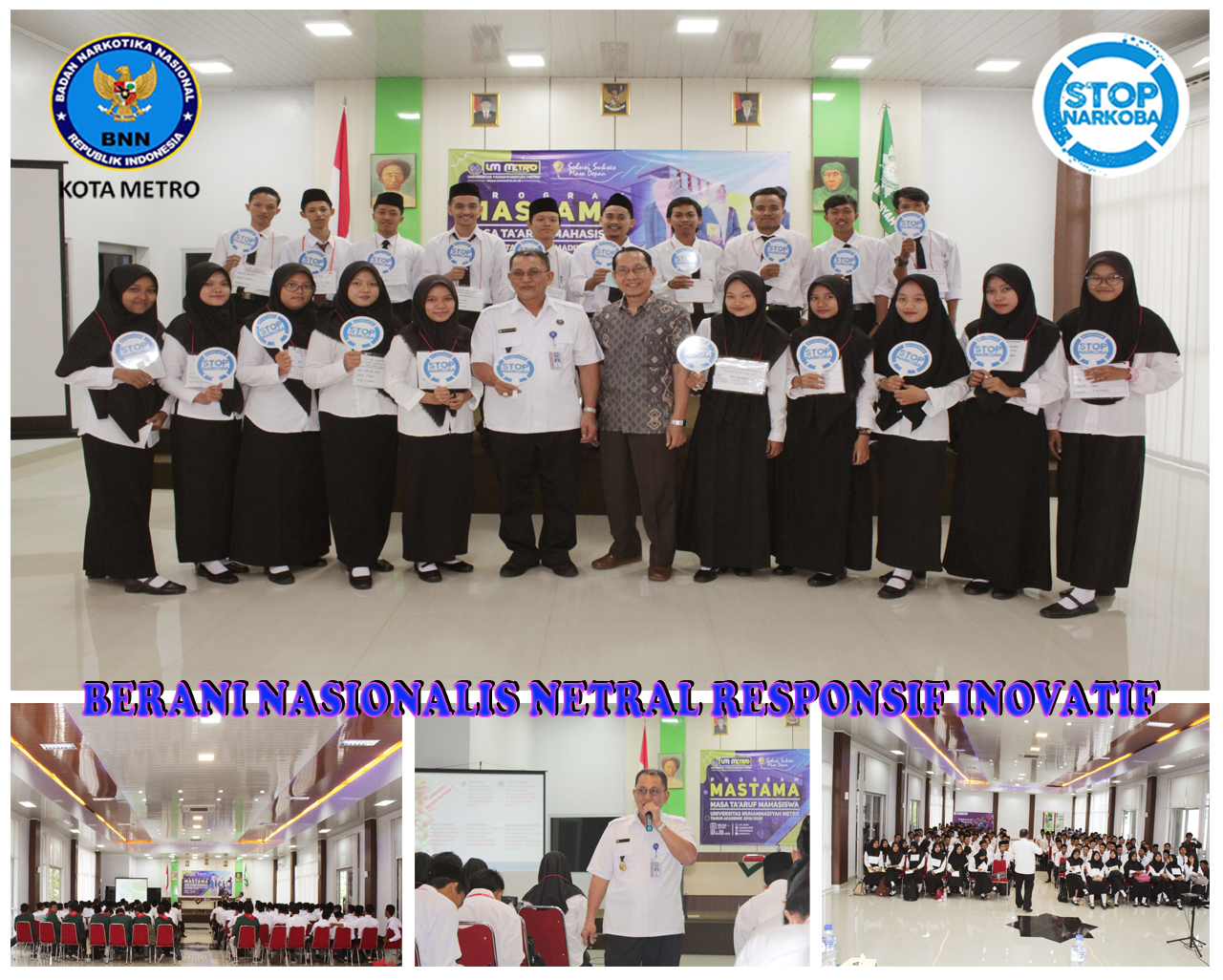 SOSIALISASI BAHAYA PENYALAHGUNAAN NARKOBA DALAM KEGIATAN MASA TA’ARUF MAHASISWA BARU (MASTAMA) UNIVERSITAS MUHAMMADIYAH METRO TAHUN AKADEMIK 2019/2020 SOSIALISASI BAHAYA PENYALAHGUNAAN NARKOBA DALAM KEGIATAN MASA TA’ARUF MAHASISWA BARU (MASTAMA) UNIVERSITAS MUHAMMADIYAH METRO TAHUN AKADEMIK 2019/2020
