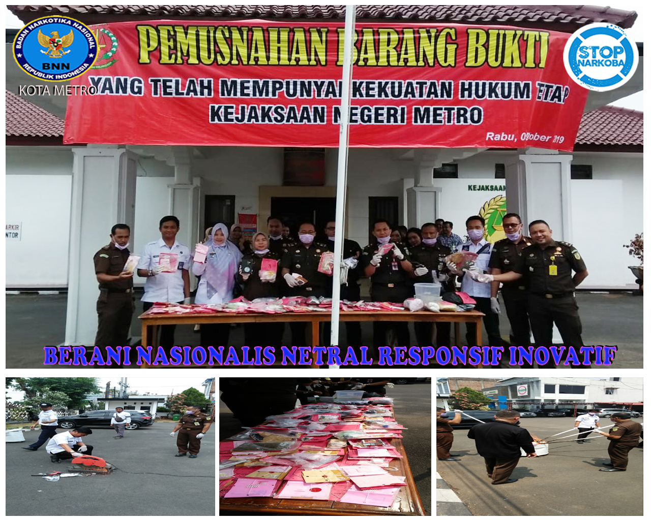 BNN KOTA METRO MENGHDADIRI PEMUSNAHAN BB NARKOBA & TIPIDUM KEJARI METRO
