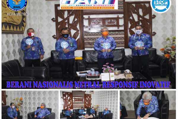 KOORDINASI P4GN BNN KOTA METRO DALAM RANGKA PELAKSANAAN PERINGATAN HARI ANTI NARKOTIKA INTERNASIONAL (HANI) TAHUN 2020 DENGAN UNSUR FORKOPIMDA KOTA METRO