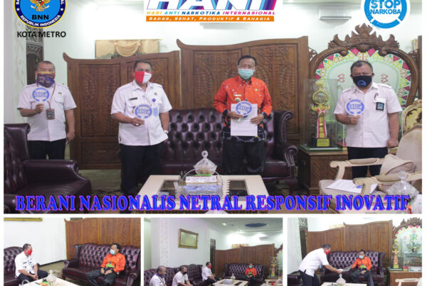 KOORDINASI P4GN BNN KOTA METRO DALAM RANGKA PELAKSANAAN PERINGATAN HARI ANTI NARKOTIKA INTERNASIONAL (HANI) TAHUN 2020 DENGAN UNSUR FORKOPIMDA KOTA METRO