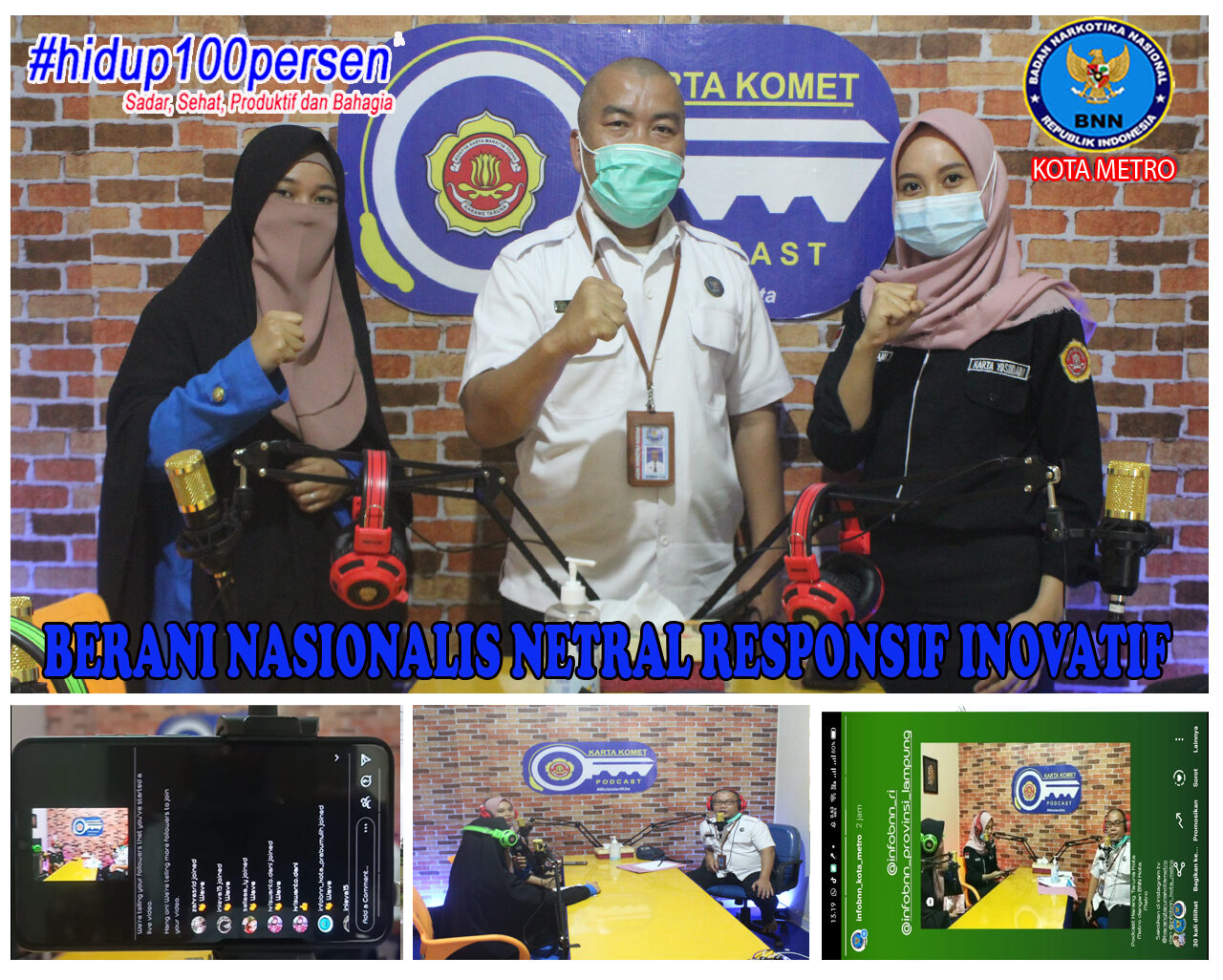 BNN Kota Metro Mengadakan KIE P4GN Dialog Podcast IG Live Karta Metro
