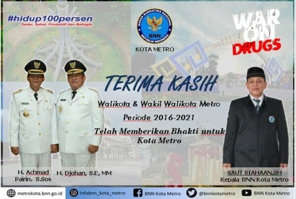 BNN Kota Metro Memberi Ucapan Paripurna Jabatan Walikota dan Wakil