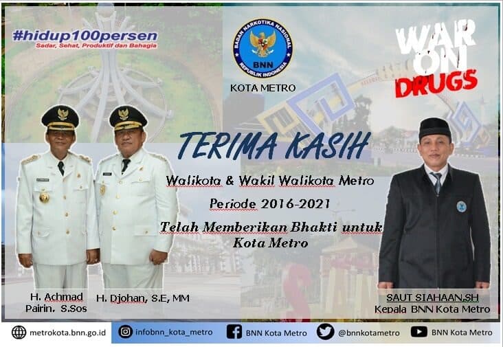 BNN Kota Metro Memberi Ucapan Paripurna Jabatan Walikota dan Wakil