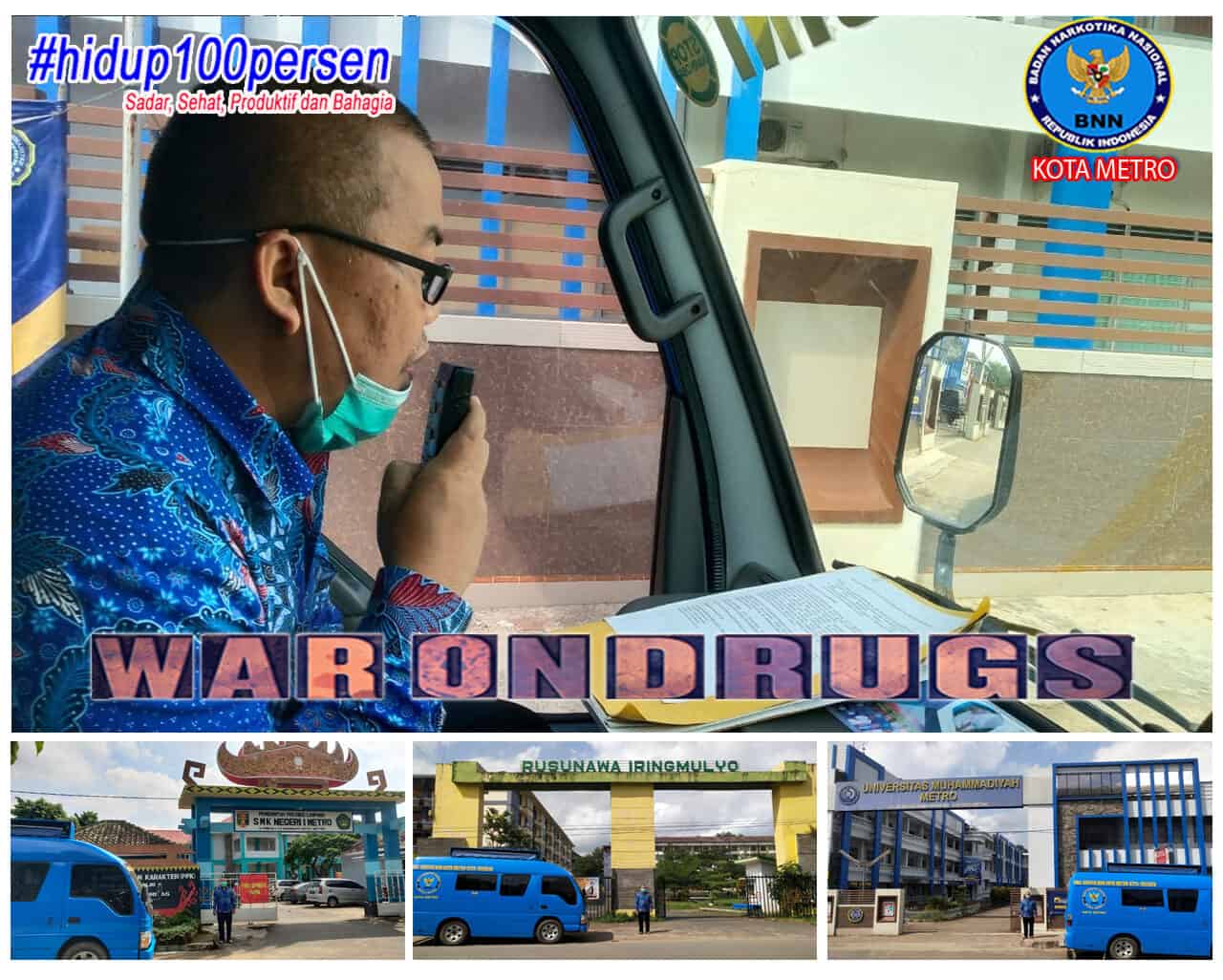 BNN Kota Metro Melakukan KIE P4GN Keliling di Wilayah Kel Kel. Iringmulyo