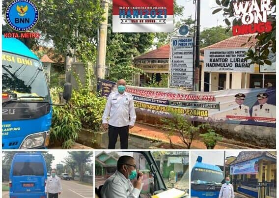 BNN Kota Metro Melakukan KIE P4GN Keliling di Wilayah Kel Hadimulyo Barat