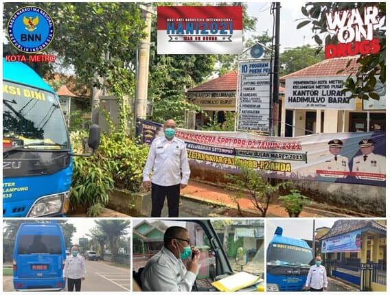 BNN Kota Metro Melakukan KIE P4GN Keliling di Wilayah Kel Hadimulyo Barat