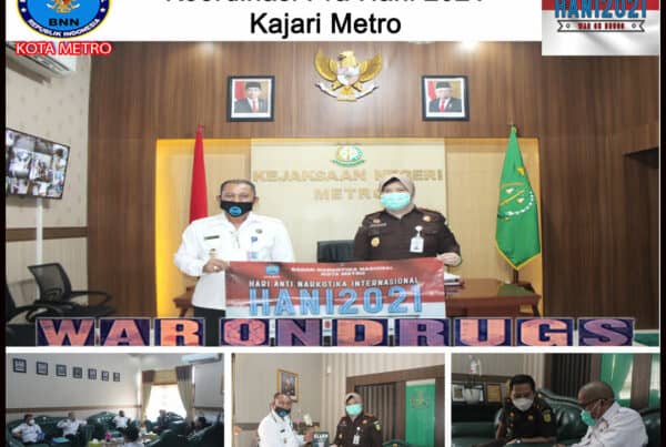 BNN KOTA METRO MELAKUKAN KOORDINASI P4GN DALAM RANGKA PERINGATAN HANI TAHUN 2021 DENGAN KAJARI METRO PRA HANI 2021