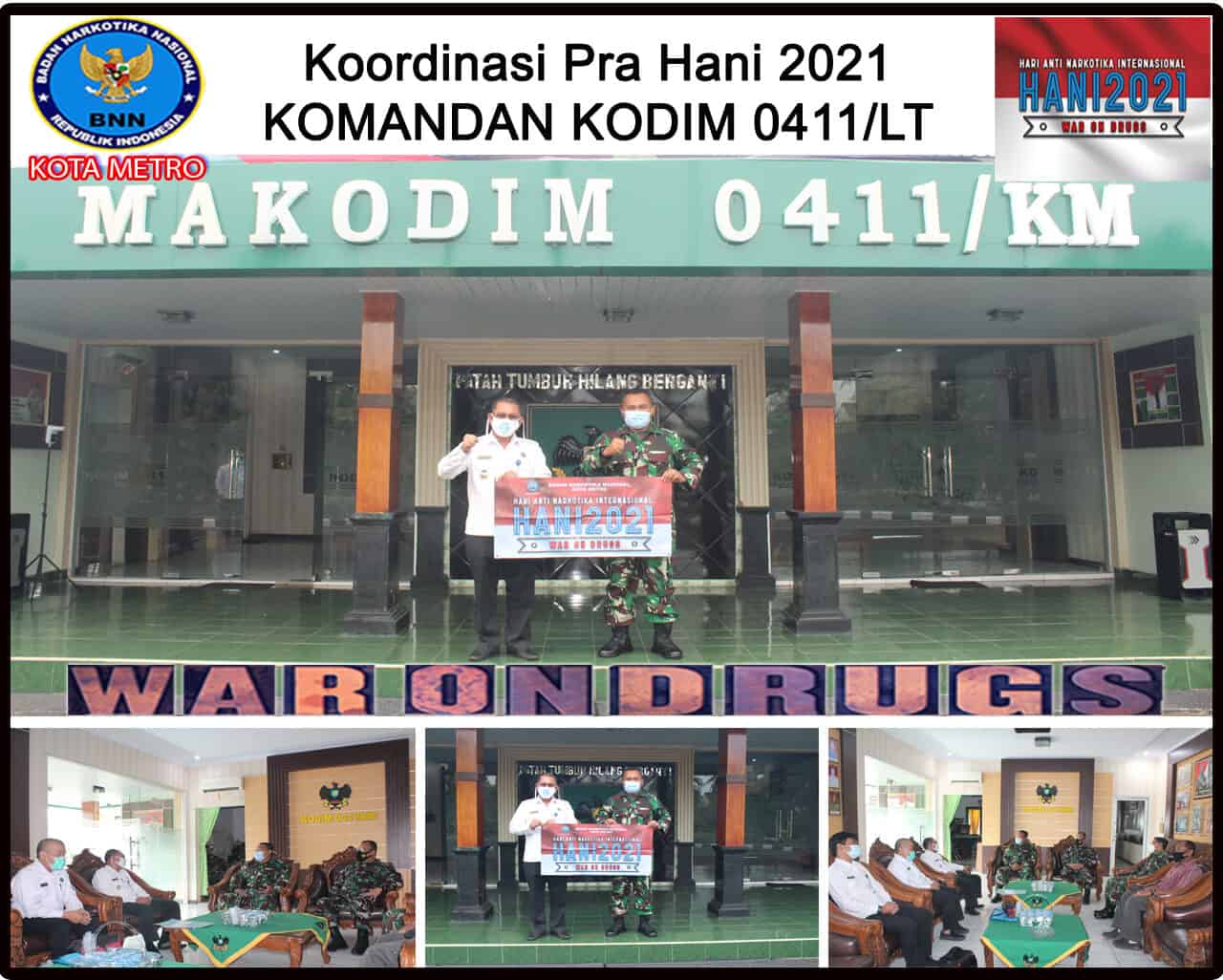 BNN Kota Metro Melakukan Koordinasi Pra HANI dgn Komandan Kodim 0411/LT BNN Kota Metro Melakukan Koordinasi Pra HANI dgn Komandan Kodim 0411/LT