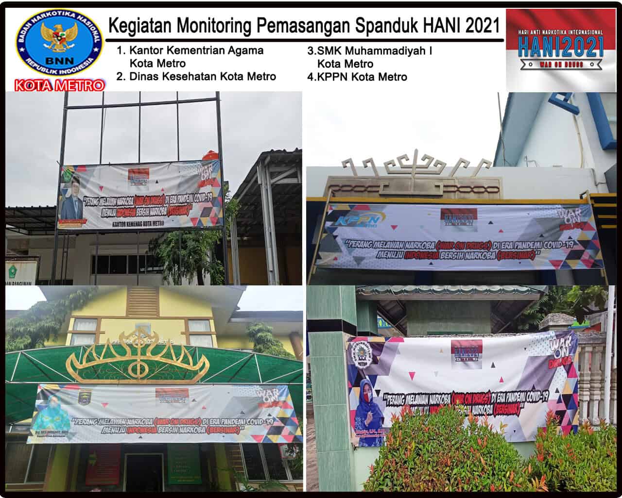 BNN Kota Metro Melakukan Monitoring Spanduk HANI Tahun 2021 Konsep Otomatis
