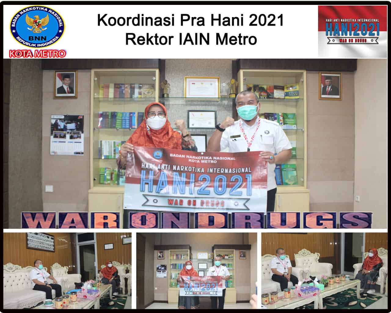 BNN Kota Metro Melakukan Koordinasi Pra HANI 2021 dengan Rektor IAIN Metro BNN Kota Metro Melakukan Koordinasi Pra HANI 2021 dengan Rektor IAIN Metro