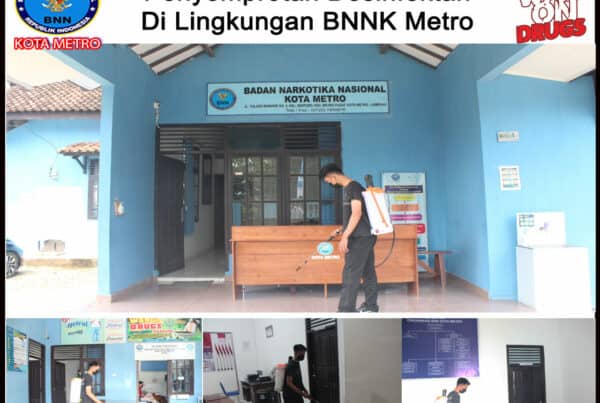 BNN Kota Metro Melakukan Peyemprotan Desinfektan di Lingkungan Kantor BNNK Metro