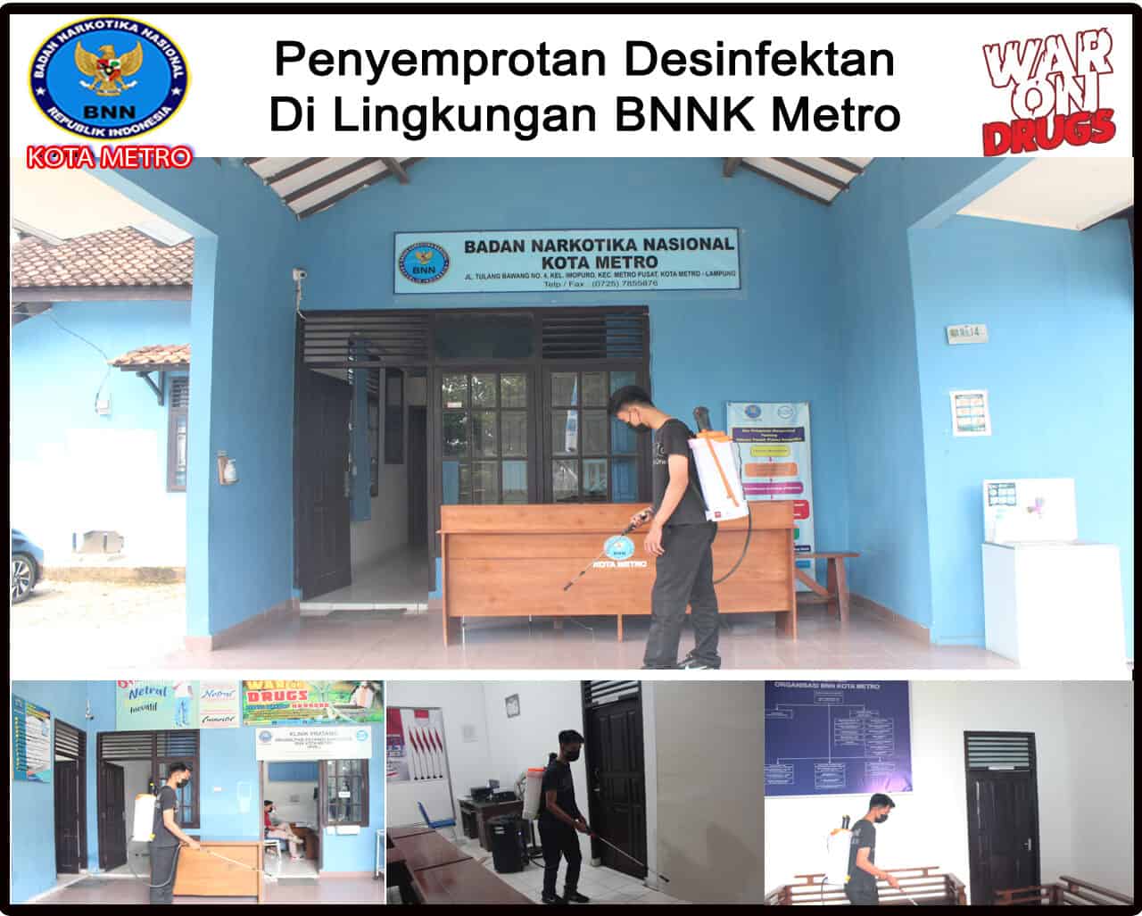 BNN Kota Metro Melakukan Peyemprotan Desinfektan di Lingkungan Kantor BNNK Metro BNN Kota Metro Melakukan Peyemprotan Desinfektan di Lingkungan Kantor BNNK Metro