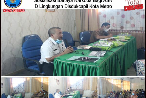 BNN Kota Metro Melakukan KIE P4GN Sosialisasi Bahaya Narkoba Bagi ASN Di Lingkungan Disdukcapil Kota Metro