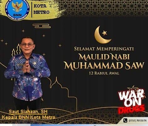 BNN Kota Metro Mengucapkan Selamat Memperingati Maulid Nabi Muhammad SAW 12 Rabiul Awal 1443 Hijriyah Konsep Otomatis