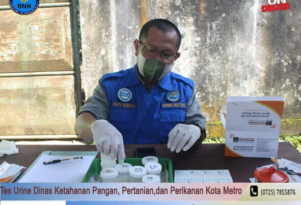 BNN Kota Metro Melakukan Test Urine Di Lingkungan Dinas Ketahanan Pangan, Pertanian, dan Perikanan Kota Metro