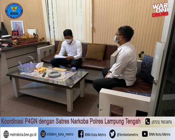 BNN Kota Metro Melakukan Koordinasi P4GN Dengan Kepala Satuan Reserse Narkoba Polres Lampung Tengah BNN Kota Metro Melakukan Koordinasi P4GN Dengan Kepala Satuan Reserse Narkoba Polres Lampung Tengah