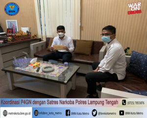 BNN Kota Metro Melakukan Koordinasi P4GN Dengan Kepala Satuan Reserse Narkoba Polres Lampung Tengah