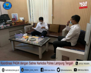 BNN Kota Metro Melakukan Koordinasi P4GN Dengan Kepala Satuan Reserse Narkoba Polres Lampung Tengah