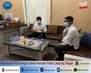 BNN Kota Metro Melakukan Koordinasi P4GN Dengan Kepala Satuan Reserse Narkoba Polres Lampung Tengah