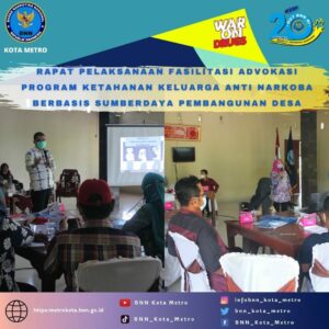 Rapat pelaksanaan fasilitasi Advokasi Program Ketahanan Keluarga Anti Narkoba Berbasis Sumberdaya Pembangunan Desa