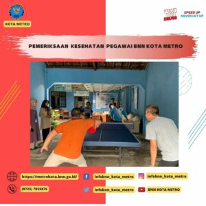 Dalam rangka Hari Olahraga Nasional BNN Kota Metro meriahkan dengan bermain Tenis Meja
