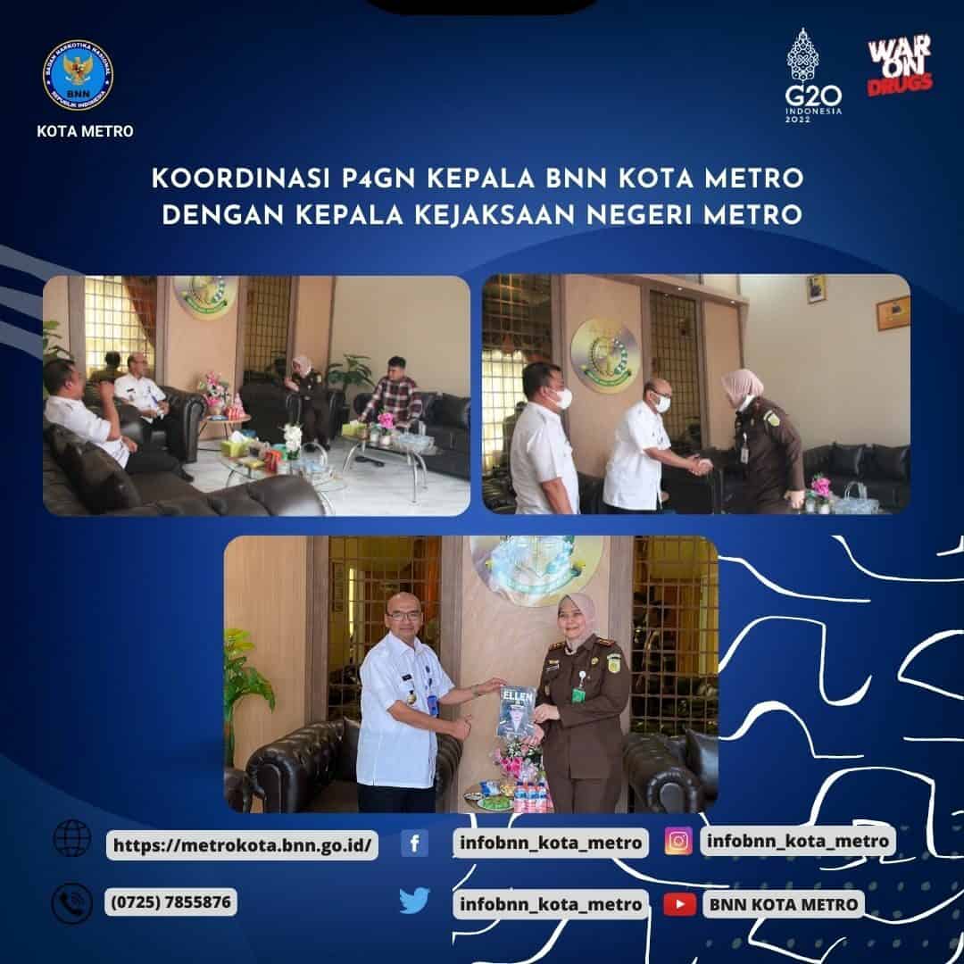 KEGIATAN KOORDINASI P4GN KEPALA BADAN NARKOTIKA NASIONAL KOTA METRO DENGAN KEPALA KEJAKSAAN NEGERI METRO
