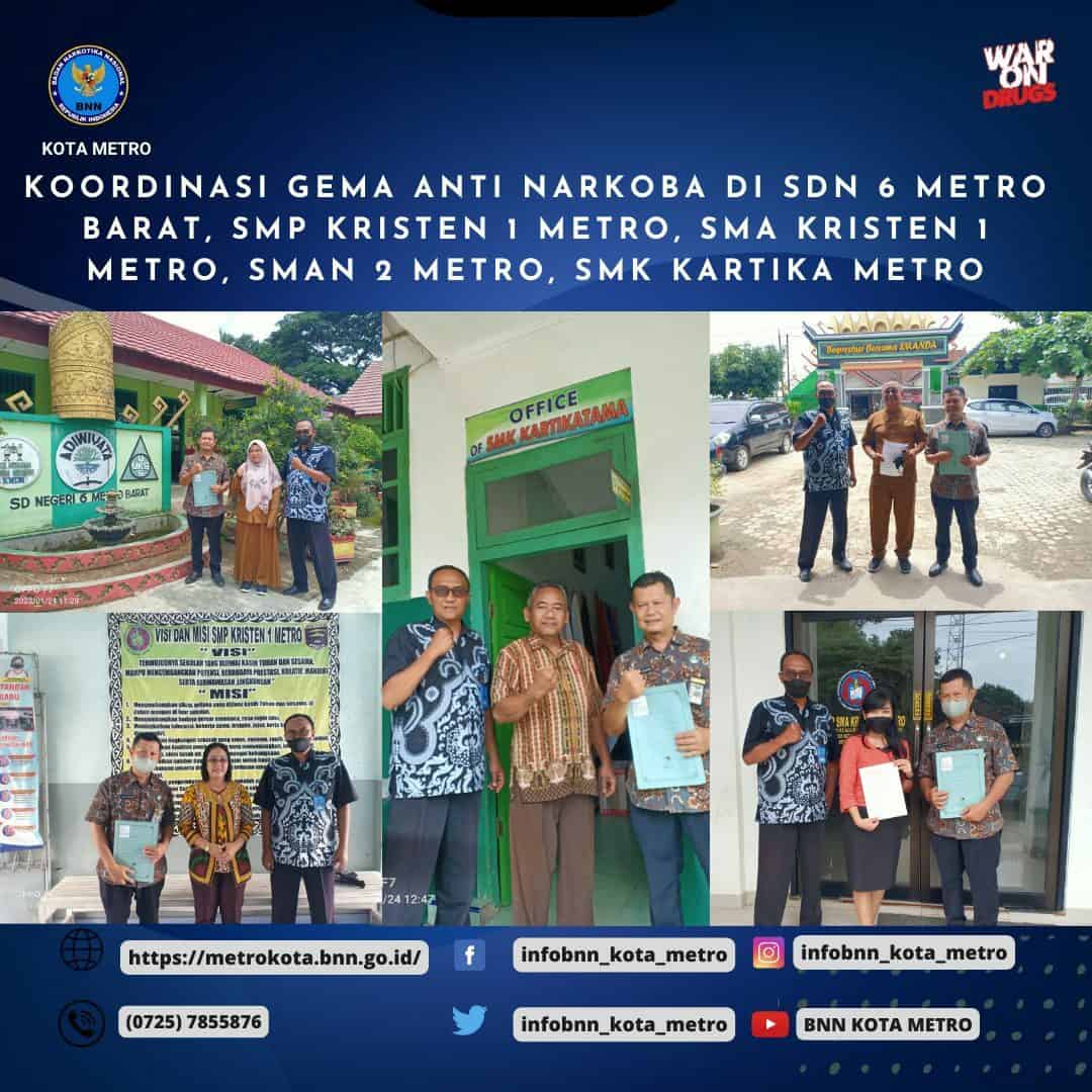 Koordinasi Gema Anti Narkotika, BNN Kota Metro dengan Sekolah Dasar dan Sekolah menengah di Kota Metro