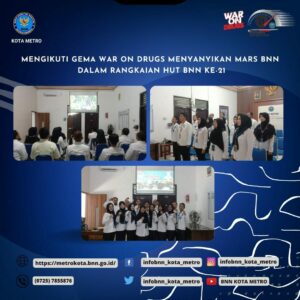 MENGIKUTI KEGIATAN “GEMA WAR ON DRUGS” MEMECAHKAN REKOR MURI MENYANYIKAN MARS BNN DALAM RANGKAIAN HUT BNN KE-21 TINGKAT PROVINSI LAMPUNG