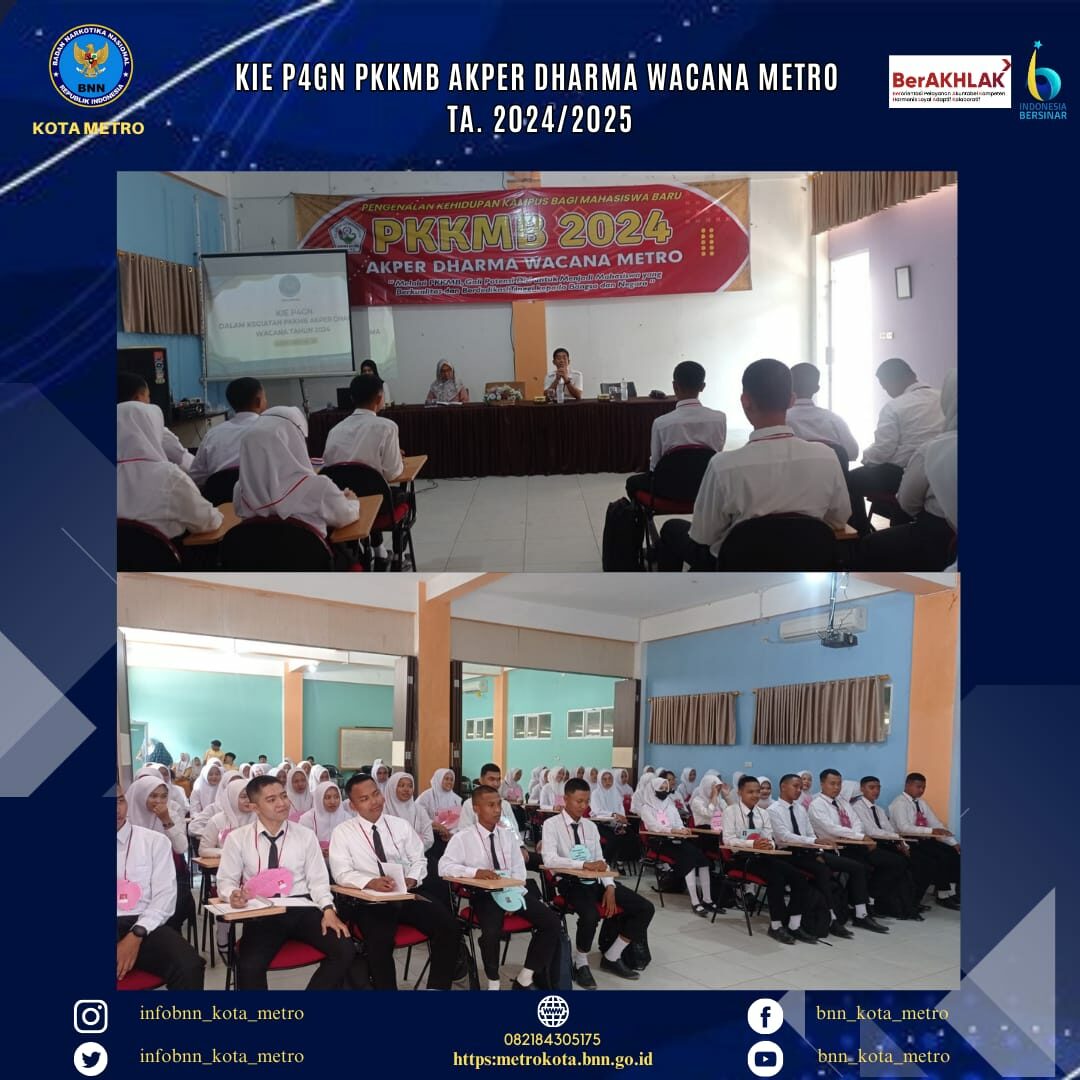 KIE P4GN BAGI PARA PELAJAR DI LINGKUNGAN SMK MA’ARIF KIE P4GN KEPADA PESERTA KEGIATAN PENGENALAN KEHIDUPAN KAMPUS BAGI MAHASISWA BARU (PKKMB) AKADEMI KEPERAWATAN (AKPER) DHARMA WACANA METRO TAHUN AKADEMIK 2024/2025 1 METRO Konsep Otomatis